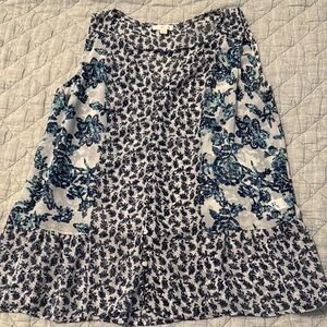 C Resort Ready Blue and White Ruffled A-line Blouse